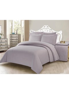 Buy 6-piece  Luxury  Stripe Comforter Set King Microfiber Grey in UAE