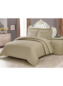 Buy 4-piece  Luxury  Stripe Comforter Set Twin microfiber Grey in UAE