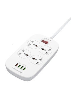 Buy USB Power Strip With 4 AC Socket White 2meter in Saudi Arabia