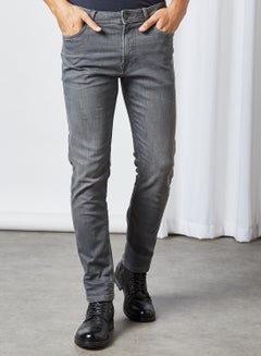 Buy Washed Regular Fit Jeans Light Grey Denim in UAE
