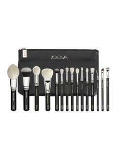 Buy 15-Piece Makeup Brush Set With Carrying Case Black/White in Egypt