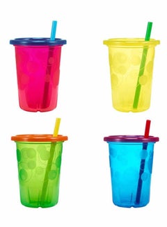 Buy Take And Toss Sipper Cups With Straw, Pack Of 4, 10Oz - Multicolour in Saudi Arabia