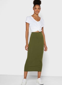 Buy Tube Midi Skirt Green in Saudi Arabia