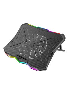 Buy Quite Cooling Laptop Pad With Rainbow LED Light Black in UAE