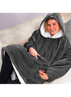 اشتري Women Men Huggle Hoodie Blanket 120cm Long Sleeves Plush Lazy TV Pullover Outdoor Warm Robe gray 25*25*25cm في السعودية