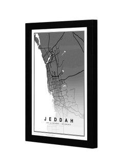 Buy Jeddah Map Themed Wall Painting With Frame Black 23x33x2cm in Saudi Arabia