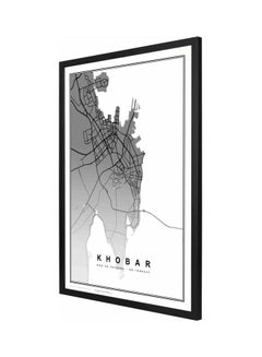 Buy Khobar Map Themed Wall Painting With Frame Black 53x73x2cm in Saudi Arabia