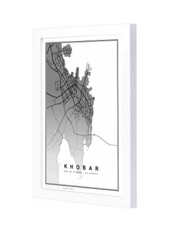 Buy Khobar Map Themed Wall Painting With Frame White 23x33x2cm in Saudi Arabia