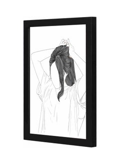 Buy Cute Long Hair Themed Wall Art Painting With Frame Black 23x33x2cm in Saudi Arabia