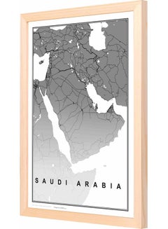 Buy Saudi Arabia Map Painted Framed Wall Painting Wood 33x43x2cm in Saudi Arabia