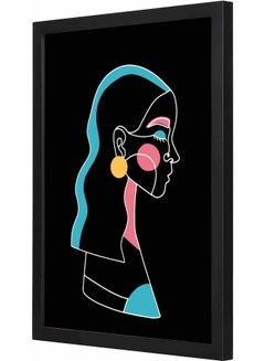 اشتري لوحة فنية جدارية مزودة بإطار ومزينة بطبعة تُمثل وجه امرأة مغلقاً أسود/أزرق/ وردي 33x43x2سم في السعودية