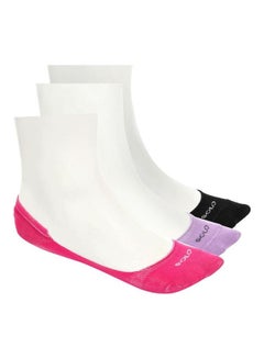 Buy 3-Piece Cotton Invisible Socks Set Multicolor in Egypt