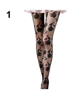 Buy Fashion Rose Pattern Tight Lace Pantyhose See-Through Stockings multicolour in UAE