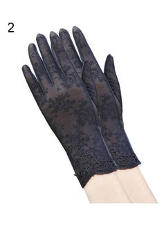 اشتري Lady Fashion Ice Silk Flower UV Protection Non-Slip Driving Screentouch Gloves Black في السعودية