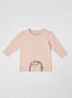 Buy Baby Slogan T-Shirt Pink/Grey in UAE