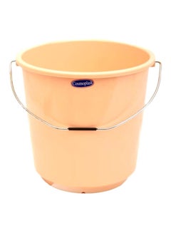 Buy 18-Liter Round Plastic Bucket With Steel Handle Beige in UAE