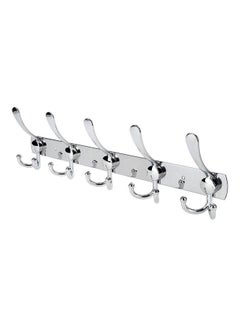 Buy Stainless Steel 5 Hooks Wall Mount Coat Hook Towel Coat Hat Door Hanger Rack silver 20*10*20cm in UAE