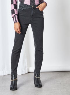 Buy High Waist Mom Jeans Black in UAE
