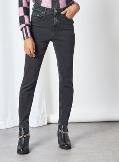 Buy High Waist Mom Jeans Black in Saudi Arabia