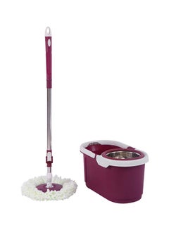 اشتري Rotating Spin Mop With Bucket Dark Pink 47cm في السعودية