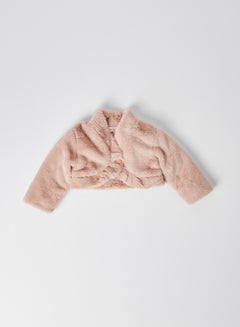 Buy Baby Girls Long Sleeve Fur Jacket Pink in Saudi Arabia