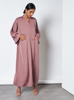 Buy Solid Pattern Abaya Pink in Saudi Arabia