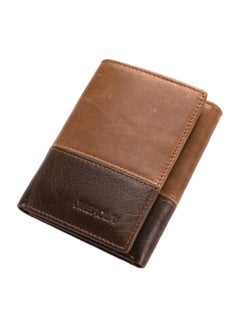 Buy Colourblock Leather Mens Wallet Brown in Saudi Arabia