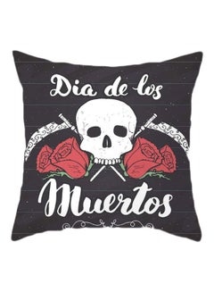 Buy Skull Head Printed Cushion Cover Black/White/Red 45x45cm in Saudi Arabia