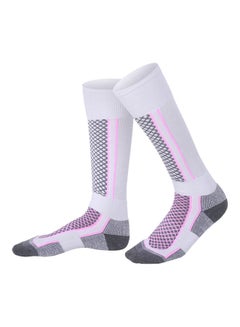 Buy Winter Men Women Outdoor Sports Snowboard Cotton Thermal Warm Long Ski Socks Pink White 20*10*20cm in UAE