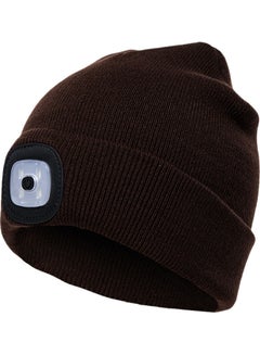 Buy Unisex Outdoor Cycling Hiking LED Light Knitted Hat Winter Elastic Beanie Cap Coffee 20*10*20cm in Saudi Arabia