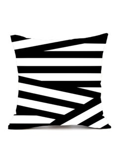 Buy Stripe Pattern Cushion Cover Black/White 45x45cm in UAE