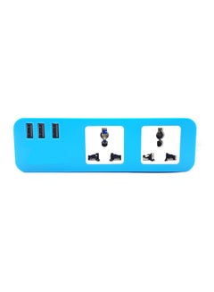 Buy 2 Way Universal Power Extension Socket With 3 USB Port Blue 1.8meter in UAE