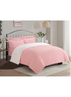 Buy 6-Piece Velvet Winter Comforter Set Velvet Pink in UAE