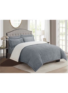 Buy 6-Piece Velvet Winter Comforter Set Velvet Grey in UAE