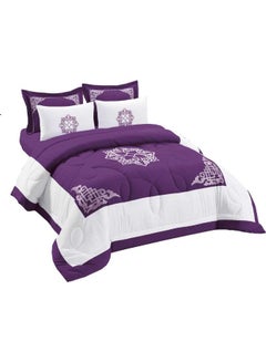 Buy 6 Pcs Set Microfiber Embriodery Comforter King Fabric Purple in UAE