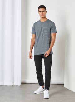 Buy Basic Textured Round Neck T-Shirt Grey in Egypt