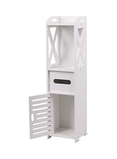 Buy Corner Storage Floor Bathroom Cabinet With Door And Shelve White in UAE