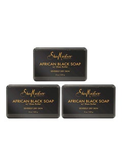اشتري صابون أسود أفريقي من شيا مويستشر بحجم 8 أوقية من 3 قطع في السعودية