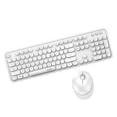 Buy Cordless Mechanical Round Cap Keyboard And Mouse White in UAE