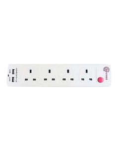 Buy 4-Way Power Extension Adapater With 2-USB Ports White 3meter in Saudi Arabia