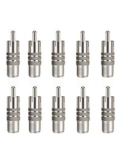 Buy 10 Pack F Type Female to RCA Male Coaxial Cable Adapter, Straight Coupler Adapter Connector for Video Audio (Nickel Plated) Silver in UAE