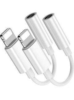 Buy [Apple MFi Certified] Lightning to 3.5 mm Headphone Jack Adapter, 2 Pack Earphone Audio Jack Aux, Compatible with iPhone SE/11/11 Pro/XR/XS Max/X/8/7 Support All iOS, Music Control & Calling Function Silver in Egypt
