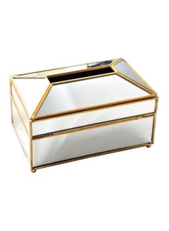 Buy Tissue Paper Holder Box Silver/Gold 23x12x12cm in UAE