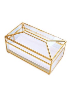 Buy Creative Designed Elegant Tissue Paper Holder Box Clear/Gold 23x12x12cm in UAE