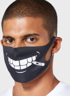 Buy Printed Face Mask Black/White in UAE