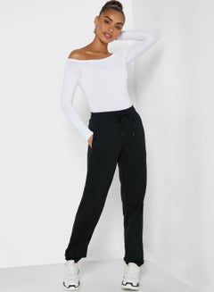 Buy Waistwand Detail Joggers Black in UAE