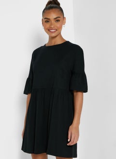 Buy Tiered Mini Dress Black in Saudi Arabia