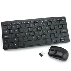 Buy Wireless Plug And Play Mini Keyboard And Mouse Set For Home Game Office Travel Black in UAE