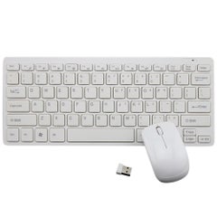Buy Wireless Plug And Play Mini Keyboard And Mouse Set For Home Game Office Travel white in UAE