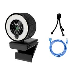 اشتري 1080P HD Webcam With Ring Light Autofocus Built In Microphone أسود في السعودية